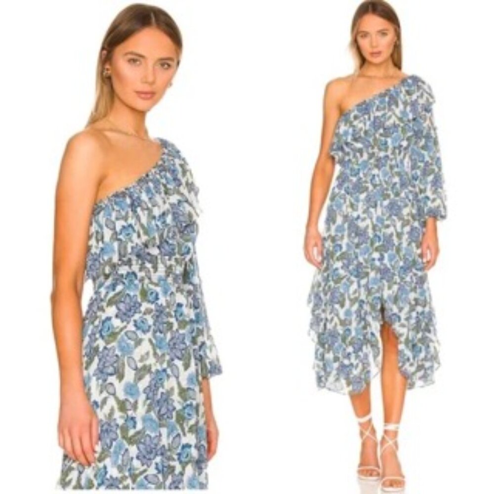 MISA Los Angeles Dress One Shoulder Floral Dress